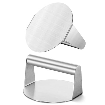 HaSteeL 5.5 Inch Smash Burger Press, Stainless Steel Round Smasher for Flat Top Griddle Grilling Cooking - 2 Pack - style: 2-Piece