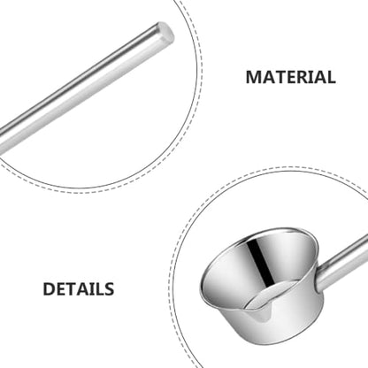 Stainless Steel Long Handle Ladle with Pour Spout 35cm Water Scoop Kitchen and Garden Watering Tool Sturdy Metal Water Dipper for Cooking and Outdoor Use