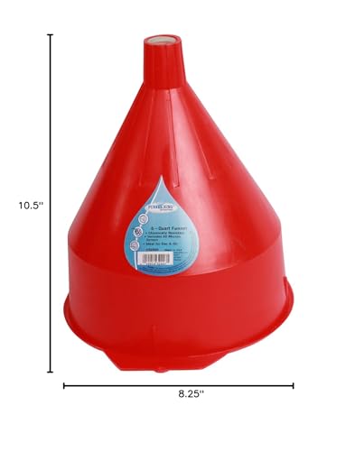 WirthCo 32006 Funnel King Red Polyethylene Funnel with Screen/Strainer, Funnel for Oil, Fuel, Gas, and Automotive, Large 6-quart Capacity - size: 6 Quart, style: With Screen