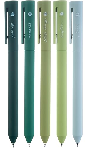 DIVERSEBEE Gel Ink Pens Assorted Colors, 0.5 mm Fine Point, Bible Pens No Bleed Through with Cute Fine Tip, Bible Study Journaling Supplies Set, 5 Pack (Green) - color: Green, size: 1 Count (Pack of 5)