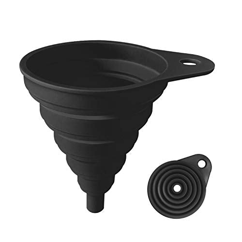Funnels for Kitchen Use, Food Grade Silicone Collapsible Kitchen Funnel (Black) - color: 1-Black