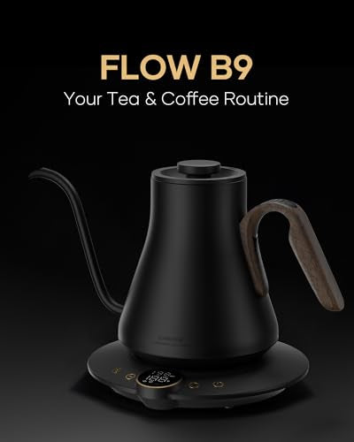 Cocinare Gooseneck Electric Kettle, ±1°F Precise Temperature Control, 1500W Fast Heating, Pour Over Coffee & Tea Kettle with Brew Timer & Keep Warm, Stainless Steel, 0.9L (Goya Walnut) - color: Goya Walnut