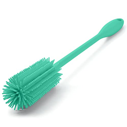 Silicone Bottle Brush, Water Bottle Cleaner Brush with Long Handle, Perfect for Cleaning Narrow Neck Containers, Vacuum Sports Bottle, Tumblers, Flask, Glassware (1 Pack, Teal) - color: Teal