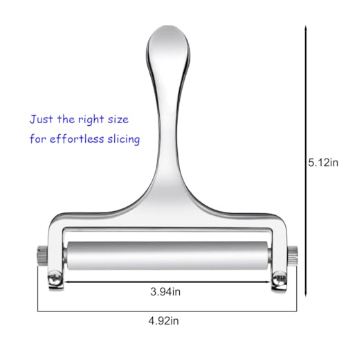 Heavy Duty Stainless Steel Cheese Slicer,Adjustable Thickness with 2 Extra Replacement Wires, Handheld Cheese Cutter for Soft & Hard Cheese, Butter, Cake (Silver)