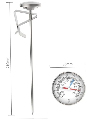 Candy Thermometer Oil Thermometer for Frying with Clip Stainless Steel Deep Fry Thermometers for Sugar Milk Coffee Tea and BBQ Food Temperature Gauge Kitchen Cooking Tool (L) - size: L