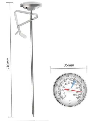 Candy Thermometer Oil Thermometer for Frying with Clip Stainless Steel Deep Fry Thermometers for Sugar Milk Coffee Tea and BBQ Food Temperature Gauge Kitchen Cooking Tool (L) - size: L