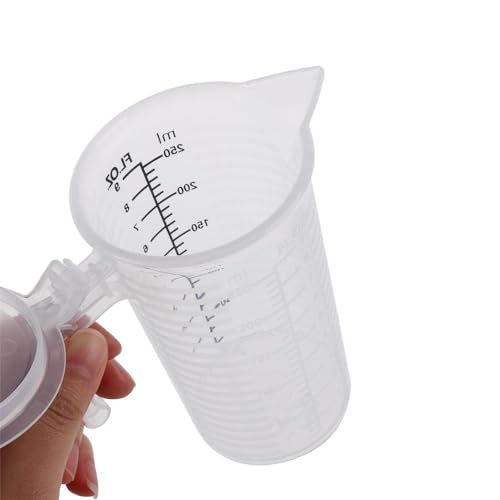 250 ML Plastic Measuring Cup with Lid,Large Capacity Measuring Container with Handle and Pour Spout Kitchen Cooking Pastry Baking Accessories