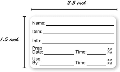 Black and White Food Prep Labels / 500 Removable Meal Prep Leftovers Stickers / 1.5" x 2.5" Food Container Labeling Sticker/Made in The USA - size: Removable 1.5” x 2.5”