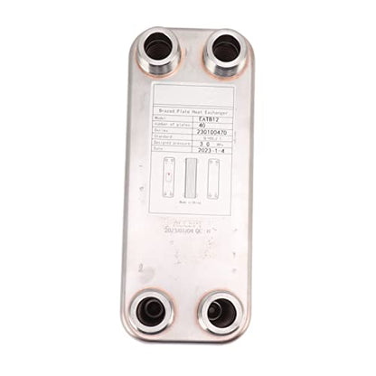 Pssopp Stainless Steel Plate Heat Exchanger, 304 30 Plates Brazed Copper Wort Chiller 1/2 NPT for Homebrew Beer Cooling System