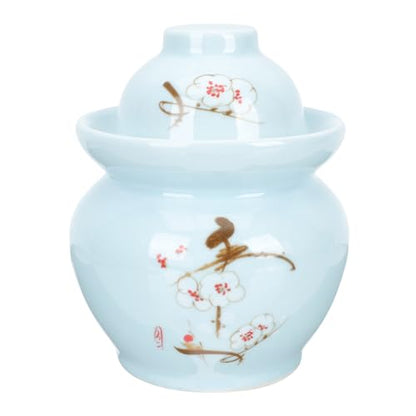 Ceramic Kimchi Pickle Jar with Dual Sealed Lids 3l Traditional Sauerkraut Storage Crock Jar for Household Food Fermentation and Kitchen Organization