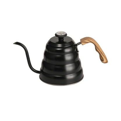 304 Stainless Steel Pouring Over Coffee Kettles with Thermometers and Wood Handle for Temperature Control Rustless Swanneck Coffeepot