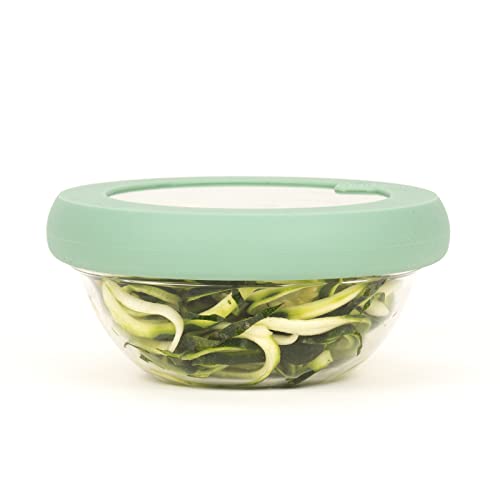 Food Huggers Replacement Lids for Glass Storage Containers Silicone & Glass Lids that Don’t Crack | Fits Most Round Container Brands & Bowls | 100% Plastic Free | 1 Lid (Small), Gradual Green - color: Gradual Green, size: 1 Lid (Small)