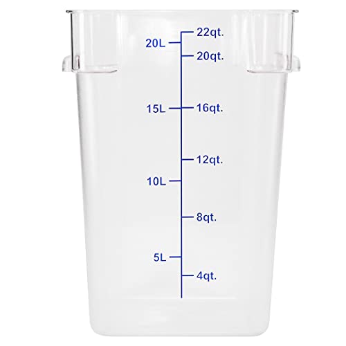 Restaurantware Met Lux 22 Quart Brine Buckets 10 Square Marinating Containers - With Volume Markers Built-In Handles Clear And Blue Plastic Dough Rising Buckets Freezer-Safe Lids Sold Separately - size: 22 Quarts, style: 10 Count