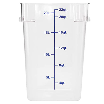 Restaurantware Met Lux 22 Quart Brine Buckets 10 Square Marinating Containers - With Volume Markers Built-In Handles Clear And Blue Plastic Dough Rising Buckets Freezer-Safe Lids Sold Separately - size: 22 Quarts, style: 10 Count