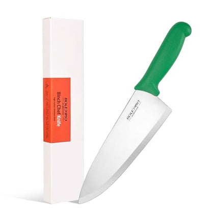 8 inch Japanese High Carbon Stainless Steel Chef Knife, Professional Extra Sharp Wide Cook Knife with Non-slip Ergonomic Handle, for Kitchen Home Restaurant - color: Green