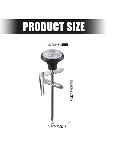 Instant Read Coffee Thermometer with 1.5-Inch Dial & 5.3-Inch Probe, Ideal for Coffee Drinks and Chocolate Milk Foam, Precision Temperature Measuring Tool
