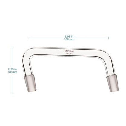 stonylab Glass Distilling Adapter, Borosilicate Glass 75 Degree and 105 Degree Bent Chemistry Adapter with 14/20 Standard Taper Inner Joints, 100 mm Length - size: 14/20 Joint