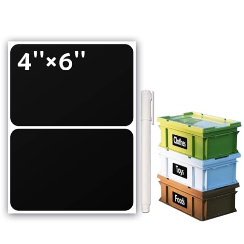 JIEHENG 100Pcs Large Black Labels for Storage Bins,6x4 Inch Removable Labels,Large Labels for Blank Box,Strong Adhesive Tear Resistant No Residue Blank Labels(Black) - color: Black