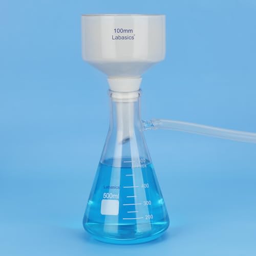 Labasics Filter Adapter Cones, Durable Tapered Collar Rubber Stopper Buchner Funnel Flask Cones Adapter Set, Wear Resistance Smooth Surface, Pack of 9, White