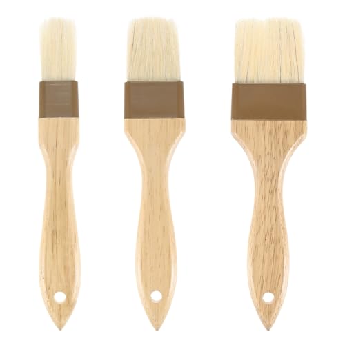 M METERXITY 1-Set Pastry Brush, Wooden Handle Natural Bristle Basting BBQ Oil Brush for Cooking/Barbecue/Kitchen [1, 1.6, 2"]