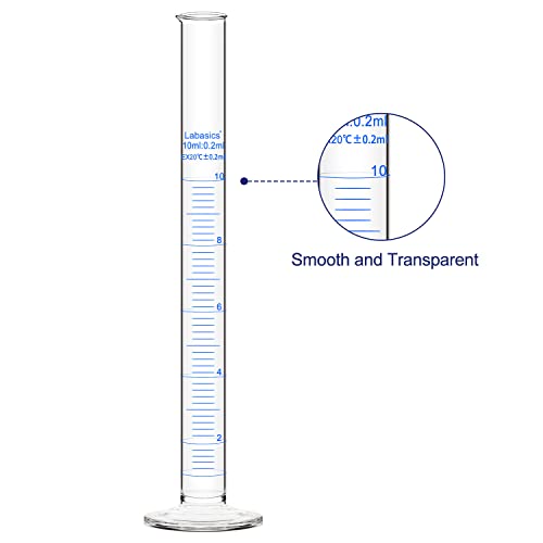 Labasics 4-Pack Borosilicate Glass 10 ml Heavy Wall Graduated Cylinder Measuring Cylinder - size: 10 ml