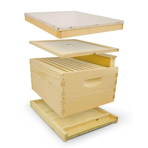 Mann Lake Unassembled Complete Bee Hive Box with Foundation, Langstroth 10 Frame 9 5/8" Hive Body, All Beekeeping Levels, Assembly Required
