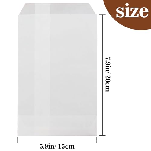 MAQIHAN 100 Wax Paper Sandwich Bags - 6"x8" Glassine Bags, Translucent Envelopes for Food Take Out, Snack, Bakery, Cookies, Treats, Sandwiches, Soaps, Gift Card Packaging (Pack of 2) - size: 6x8" (Pack of 2)