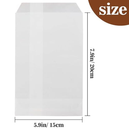 MAQIHAN 100 Wax Paper Sandwich Bags - 6"x8" Glassine Bags, Translucent Envelopes for Food Take Out, Snack, Bakery, Cookies, Treats, Sandwiches, Soaps, Gift Card Packaging (Pack of 2) - size: 6x8" (Pack of 2)