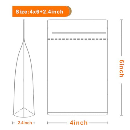 100 PCS Resealable Packaging Bags for Small Business，Kraft Bags With Window Clear Fornt Heat Seal Sealable 4"X6"Paper Zipper Stand Up Pouches Nut Bag Coffee Cookie Herb Food Bakery Storage - size: 4X6 INCH