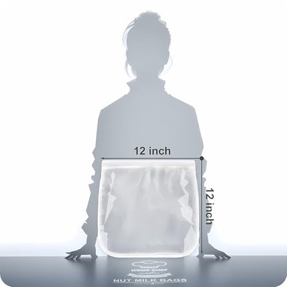 Large Nut Milk Bag - 12x12 Inches, 200 Micron Food Grade Nylon Mesh, Reusable Professional Strainer for Smooth Nut & Seed Milks, Juicing, Yogurt/Cheese/Tofu (1 Pack)