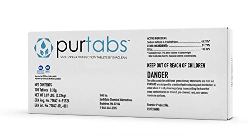 Food Contact Sanitizer Tablets, NSF D2 Certified, No Rinse, Food Safe | Kills Staph, Salmonella And Listeria In 1 Minute, One Tablet Makes A Quart, For Restaurants, Kitchens, Bars And Schools - size: 1 Count (Pack of 100)