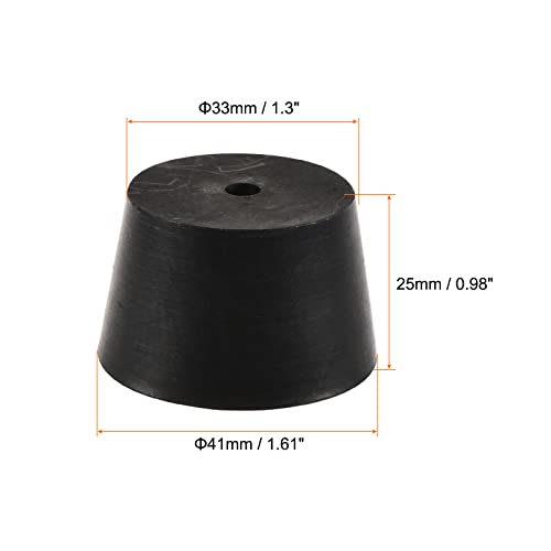 MECCANIXITY Rubber Tapered Plug 33mm to 41mm with Hole Test Tubes Bungs Stopper Black for Lab Home - size: 33mm - 41mm