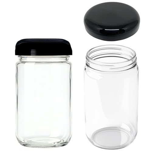 Jarming Collections Mason Jars - 32 oz Glass Storage Jars with Extra Wide Mouth Lids, BPA Free and Food Safe - Set of 2 with 2 Black Dome Plastic Lids - color: 2 Black Dome Plastic Lids