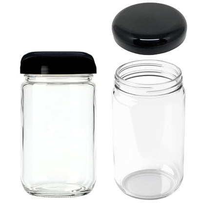 Jarming Collections Mason Jars - 32 oz Glass Storage Jars with Extra Wide Mouth Lids, BPA Free and Food Safe - Set of 2 with 2 Black Dome Plastic Lids - color: 2 Black Dome Plastic Lids
