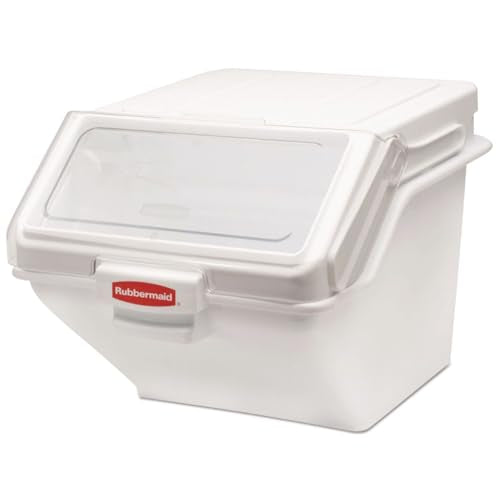 Rubbermaid Commercial Products ProSave Shelf Food Ingredient Bin with Scoop, 200-Cup, White, Kitchen Food Storage Sugar/Grains/Rice/Baking Supplies - size: 200 Cup