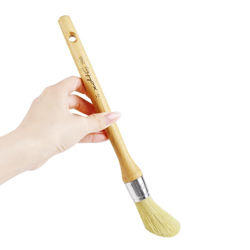 XDT#2918 Chalk Paint Brush, Wax Paint Brush Set 4 Pack for Furniture Crafts, Natural Bristle Oval Paint Brushes for All Painting and Waxing, Washable Reusable, No Shedding - size: #15#18#21#25