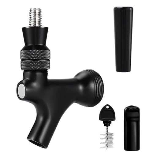 Beer Faucet Stainless Steel Core Beer Tap Faucet Keg Tap with Beer Faucet Tap Handle, Beer Tap Faucet Plug, Draft Beer Keg Tap Faucet for US Standard Kegerator Beer Tower Beer Shanks - color: Matte Black