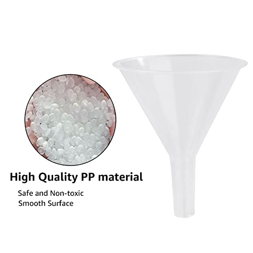 60 Piece Small Clear Funnels Set - 2.5" Wide, Bulk Plastic Funnels for Bottles, Lab, Oil & More