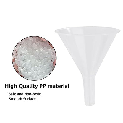 60 Piece Small Clear Funnels Set - 2.5" Wide, Bulk Plastic Funnels for Bottles, Lab, Oil & More