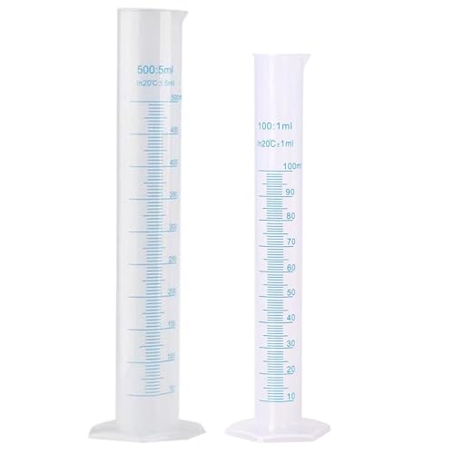 Hydrometer Test Tube, Plastic Graduated Cylinder, 500ml Hydrometer Test Tube with Clear Scale, Portable Measuring Cylinder for Home and School Science, 250 Ml Graduated
