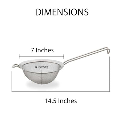 HIC Kitchen Fine Double Mesh Strainer, 18/8 Stainless Steel, 7-Inch, For Sifting Baking Ingredients, Straining, And Draining Stocks, Soups, And Sauces, Set of 2 - size: Double Mesh, 7-Inch, Set/2