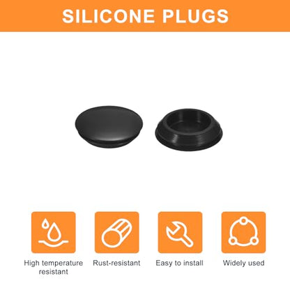 Uxcell 8pc Silicone Plugs - Rubber Round Snap-in Locking Hole Stoppers, Waterproof for Metal Tube & Furniture End Caps, 35-38mm, Black - size: 35-38mm