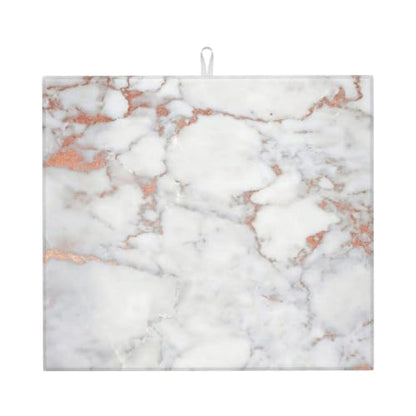 White Marble Rose Gold Dish Drying Mat for Kitchen Counter, Absorbent Microfiber Drainer Mats, Non-slip Kitchen Draining Mat for Coffee Machine Dish Rack Pad 18"x16" Dish Drainer Pad - color: White Marble Rose Gold