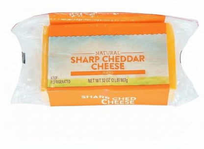 Sliced Sharp Cheddar Cheese, delivers the bold, sharp cheddar taste you expect. The cheese is sliced for ease of use, and the resealable container helps ensure freshness. [32 oz, 2 lbs.]