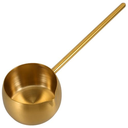 Abaodam Oil Splashing Spoon 304 Stainless Steel Long Handle Heating Spoon Soup Ladle Water Ladle 250ml - Rustproof, Heat Resistance - Eagle Beak Spout Design Golden - color: Golden