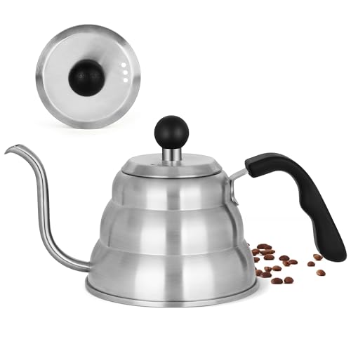 Tea Kettle for Stove Top,Silver Manual Drip Coffee Pour Over Kettle,28 oz | Gooseneck Coffee Kettle,Precision Pour Drip Spout Tea Pot,800ml,4 Cup,1Pack - color: Silver, size: 0.9 Quarts