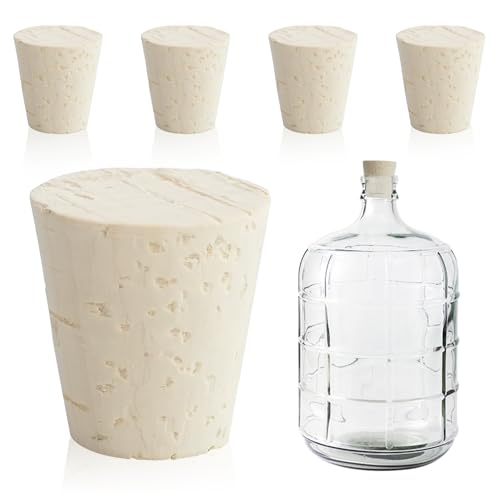 4 Pcs Fermentation Stopper Glass Carboy Corks for 3, 5, 6 Gallon Glass Water Jug Wood Tapered Stopper Bungs Cap for Home Brewing Wine (4pcs) - size: 4pcs