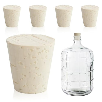 4 Pcs Fermentation Stopper Glass Carboy Corks for 3, 5, 6 Gallon Glass Water Jug Wood Tapered Stopper Bungs Cap for Home Brewing Wine (4pcs) - size: 4pcs