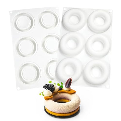 3D Donut Silicone Mold, Cupcake Baking Pan Mousse Tray Molds, Kitchen Cake Decorating Fondant Mould for Pumpkin Shaped Baking Mousse Cake, 6-Cavity Non-Stick Silicone Moulds (D_ Donut) - size: D_ Donut