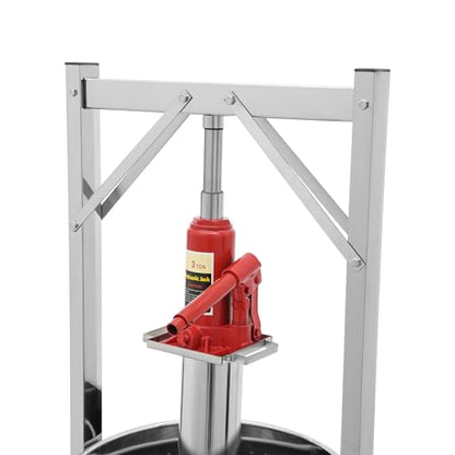 36L/9.5Gal Fruit Wine Press, Stainless Steel Hydraulic Jack Press Extractor Manual Press Machine with Hydraulic Jack and Press Frame Cheese Press Grape Cider Wine Making Equipment for Home Restaurants - size: 36L